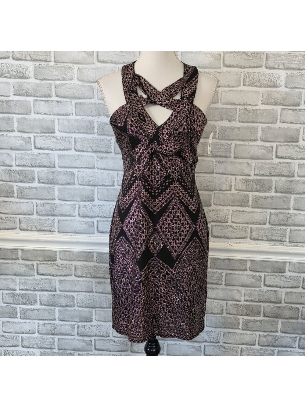 Midnight Doll Geometric Glitter Black Dress NEW Junior 9 Party Prom Dance